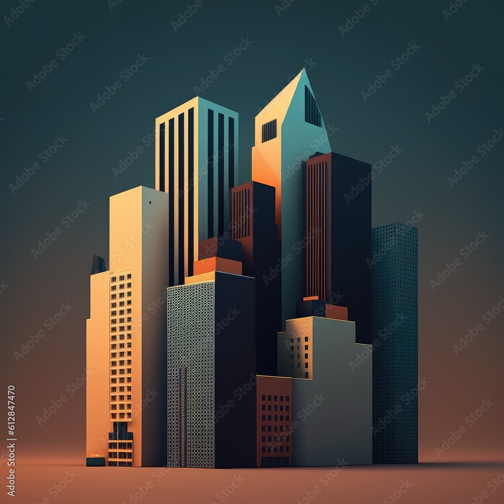 Abstract city business building illustration, generated by AI