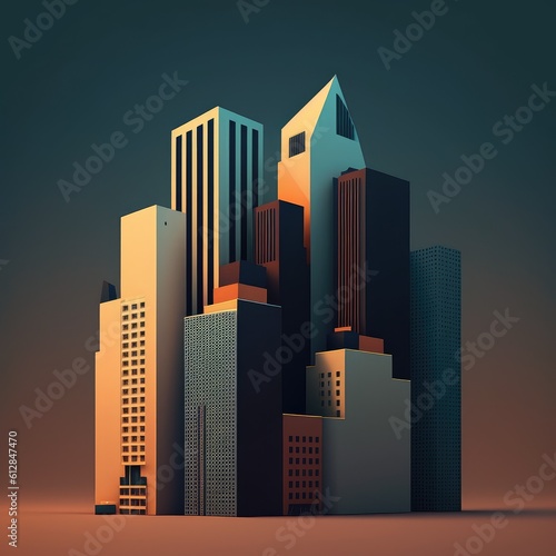 Abstract city business building illustration  generated by AI
