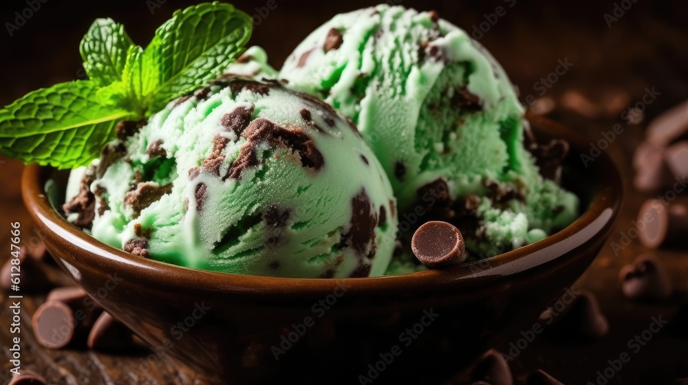 Green matcha ice cream balls, AI generated Green matcha ice cream balls, AI generated