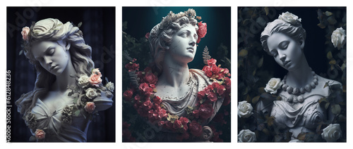 Set of illustration marble statue for poster, background or cover design