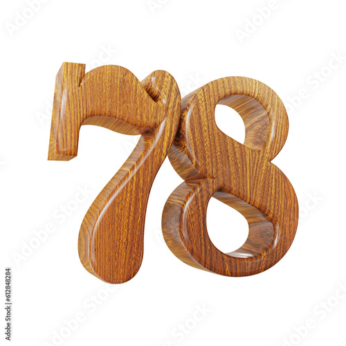 Wooden Number 78 Texture 3d illustration photo