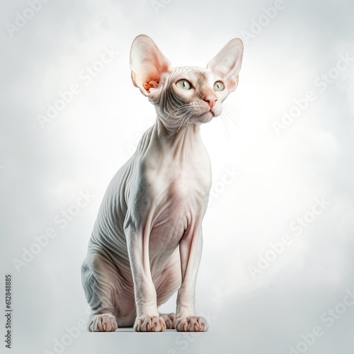 A Domestic Hairless Felino  Meet the Cornish Rex Cat on an Invisible Background  Generative AI