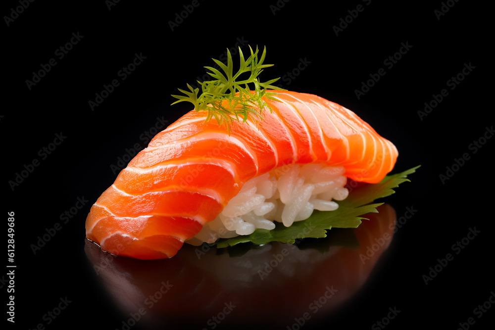 Tempting Salmon Sushi - Delicious Japanese Cuisine, AI Generated Tempting Salmon Sushi - Delicious Japanese Cuisine, AI Generated