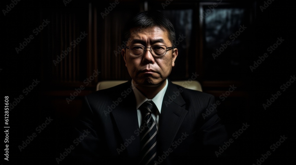 Portrait of a Triada member. Chinese mafia man concept. Generative AI. - obrazy, fototapety, plakaty 