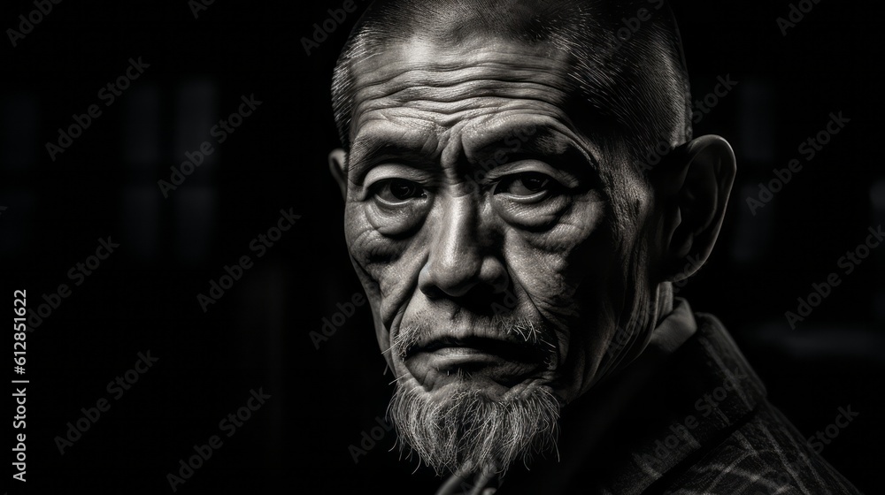 Portrait of a Yakuza member. Japanese mafia man concept. Generative AI.
