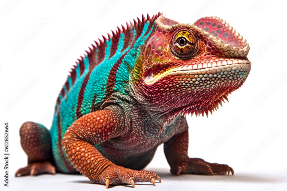 Fototapeta premium colourful chameleon on a white background.