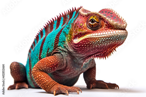 Fotografiet colourful chameleon on a white background.