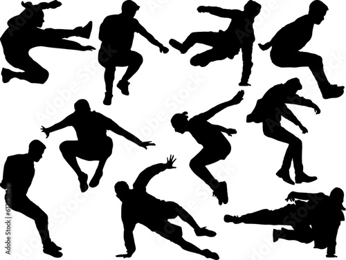 Set of Parkour Silhouette