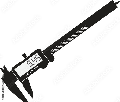 digital caliper icon. LCD electronic digital caliper micrometer gauge vernier. flat style.