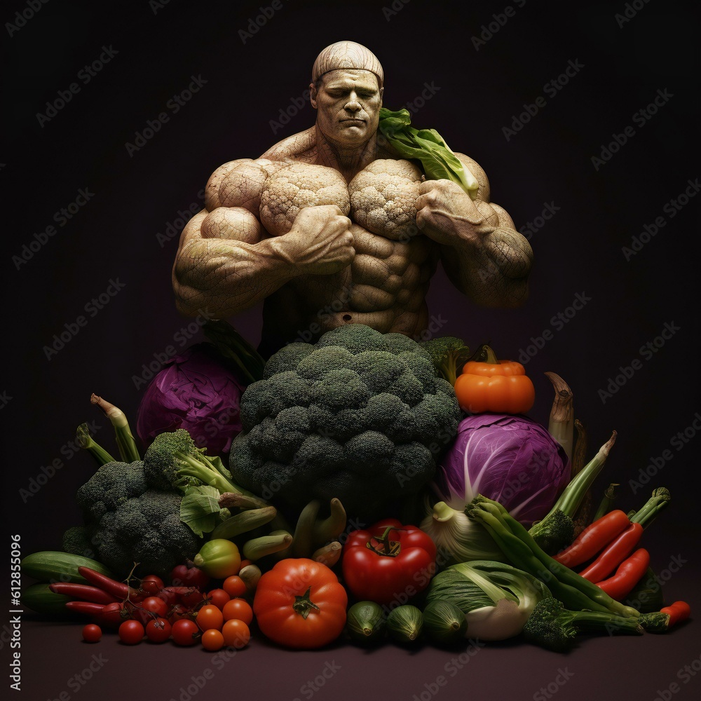 Muscle Rice Vector Animation Vegetable strength and muscles. Generative AI. Stock Illustration ...