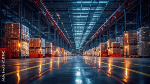 Large modern industrial warehouse. Generative AI © piai