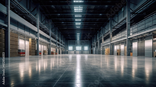 Large modern industrial warehouse. Generative AI © piai