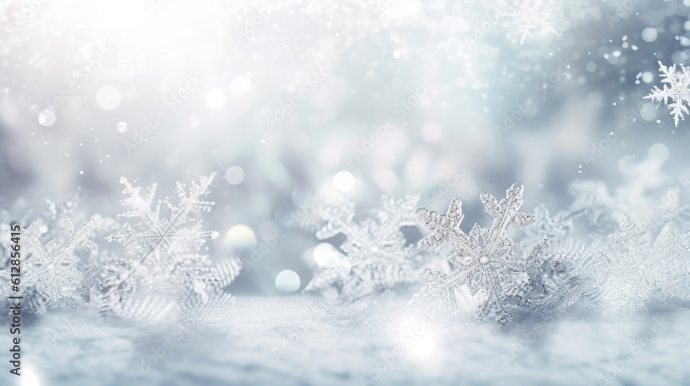 Snowflakes with white light blur background Snowflakes with white light blur background