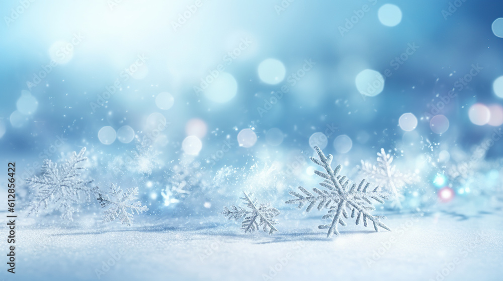 Snowflakes with white light blur background