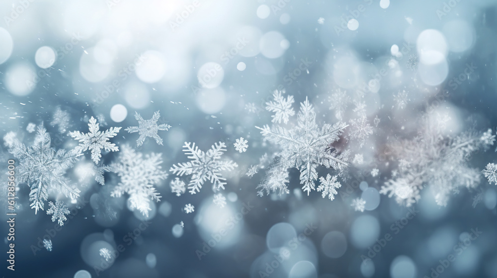 Snowflakes with white light blur background Snowflakes with white light blur background