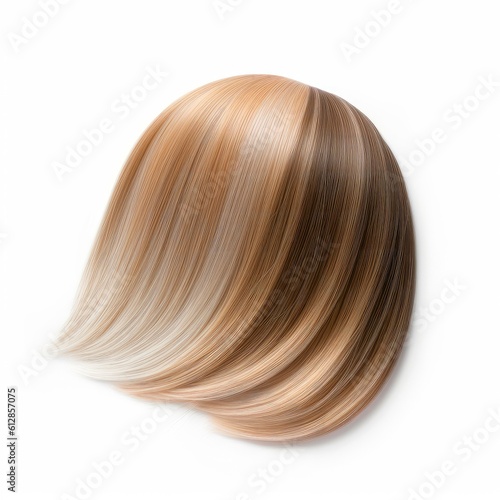 Hair wig over the plastic mannequin head isolated over the white background  mockup featuring contemporary women s hairstyles  Generative AI illustration