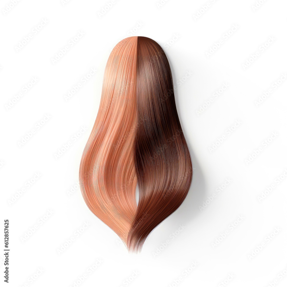 Hair wig over the plastic mannequin head isolated over the white background, mockup featuring contemporary women's hairstyles, Generative AI illustration Hair wig over the plastic mannequin head isolated over the white background, mockup featuring contemporary women's hairstyles, Generative AI illustration