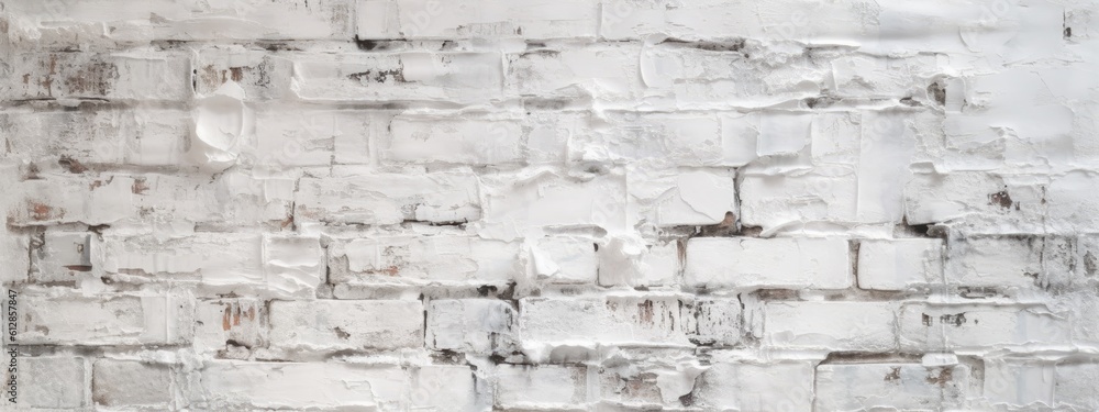 Fototapeta premium White brick wall texture in minimalist style. Generative AI
