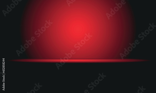 Red abstract background. Spotlight effect on dark red floor.