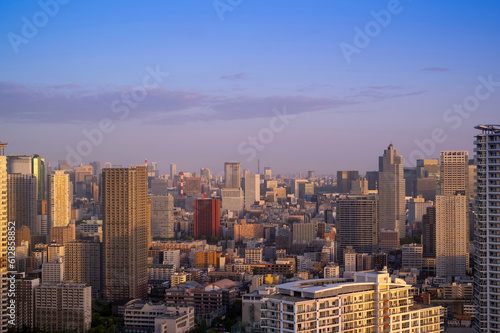 Cityscapes of tokyo sunset winter, Skyline of Tokyo, office building and downtown of tokyo in minato, Japan, Tokyo is the world's most populars metropolis and centers for world business.
