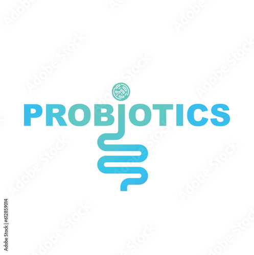 Probiotics text, icon, vector, sign.