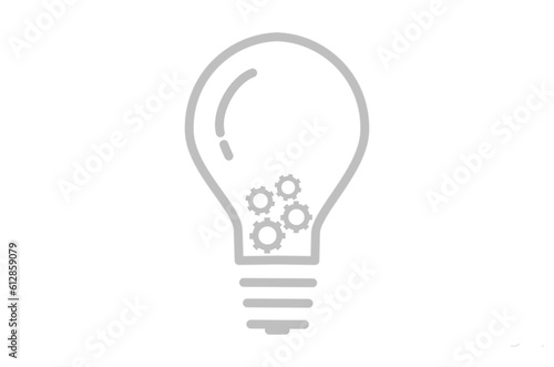 Light Bulb and cog inside line icon. Idea sign, solution, thinking concept. Lighting Electric lamp, linear pictogram, outline symbol, simple thin line icon.