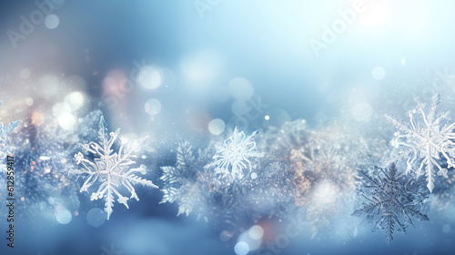 Snowflakes with white light blur background © Absent Satu