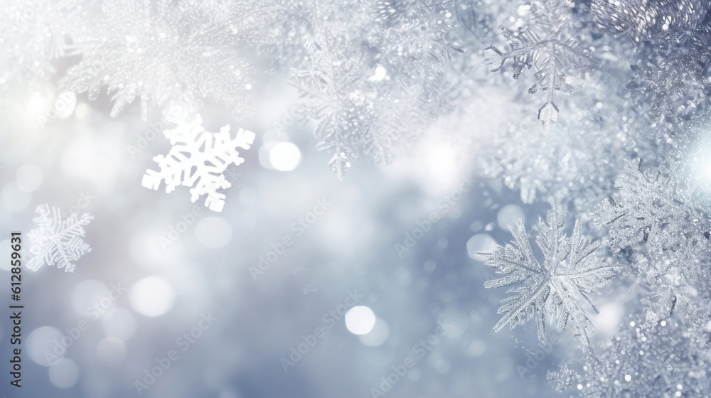 Snowflakes with white light blur background