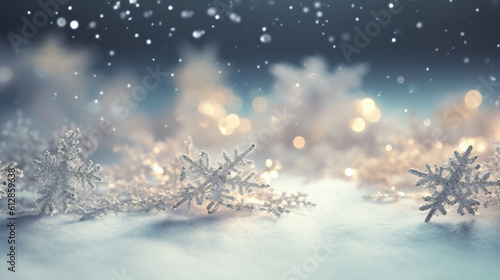 Snowflakes with white light blur background