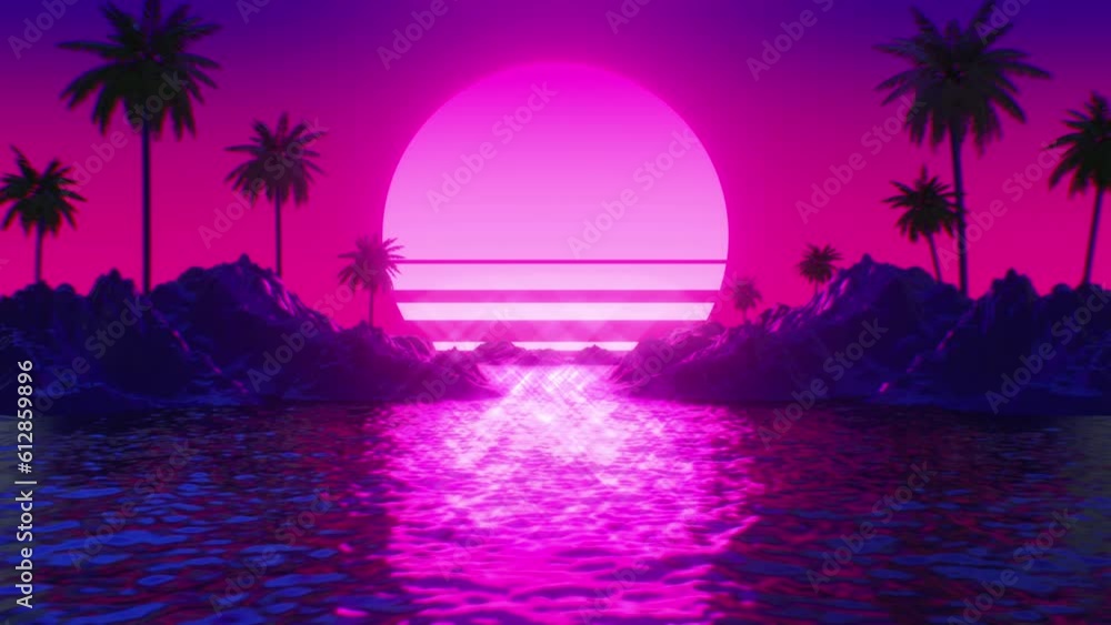80s retro-futuristic background