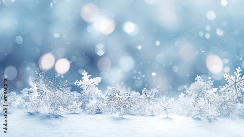 Snowflakes with white light blur background Snowflakes with white light blur background