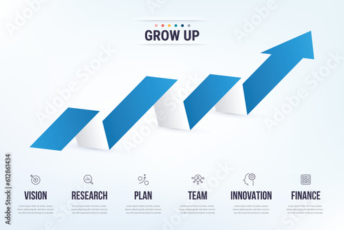 Grow up arrow infograpic. Business growth infographic.