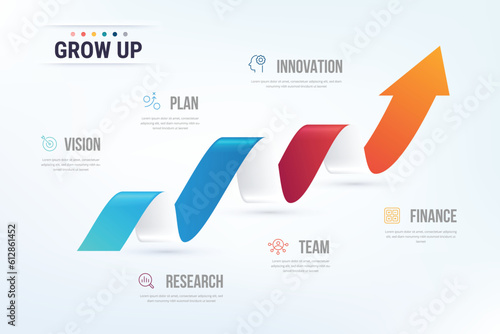 Grow up arrow infograpic. Business growth infographic.
