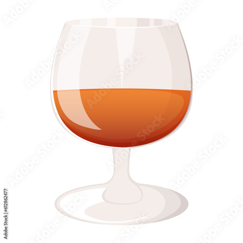 Glass of cognac vector illustration isolated on white background.