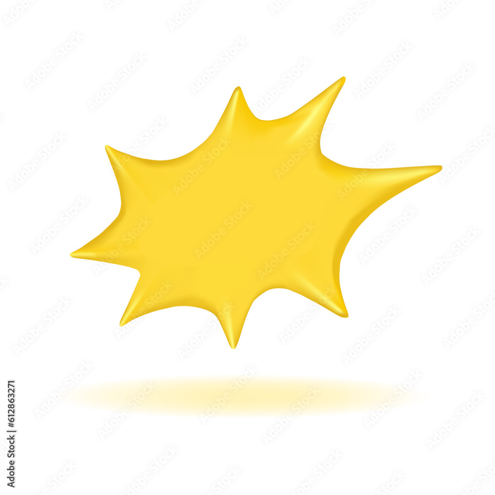 3D render yellow retro speech bubble, star 3D render yellow retro speech bubble, star