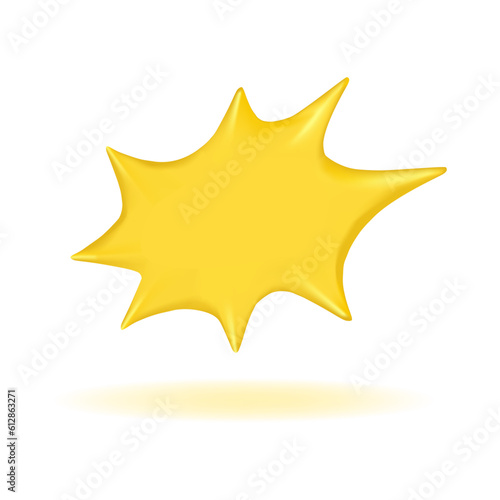 3D render yellow retro speech bubble, star