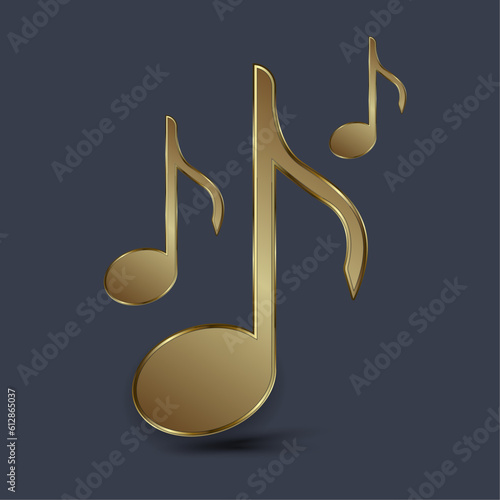 Three premium and golden music icon, symbol, element concept of entertaiment design. luxury musical icon vector, illustration
