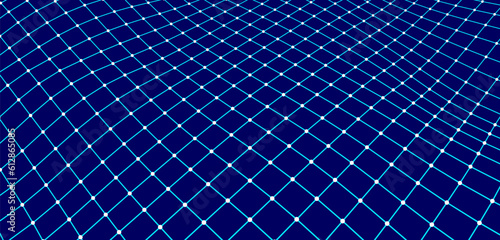 Vector grid. 3d perspective background. Wireframe mesh. Vector technology background.