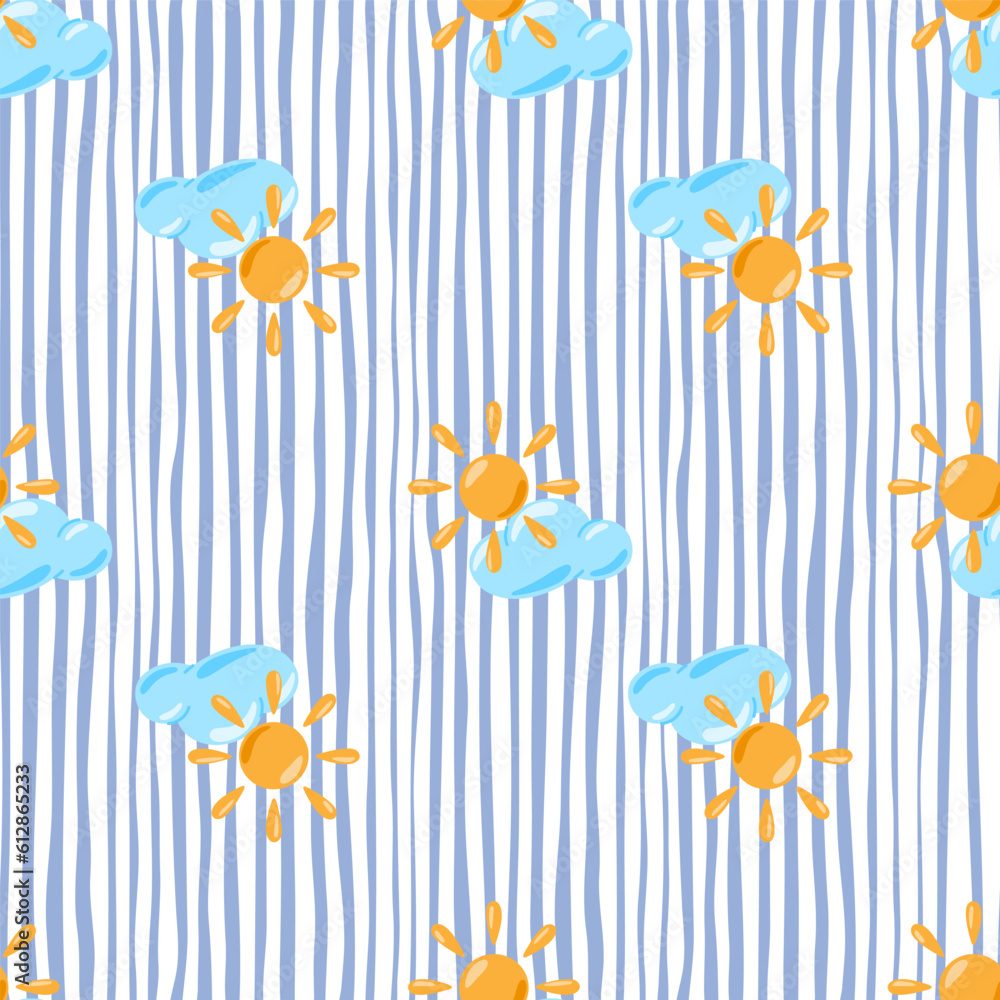 Sun seamless pattern in doodle style. Sun seamless pattern in doodle style.