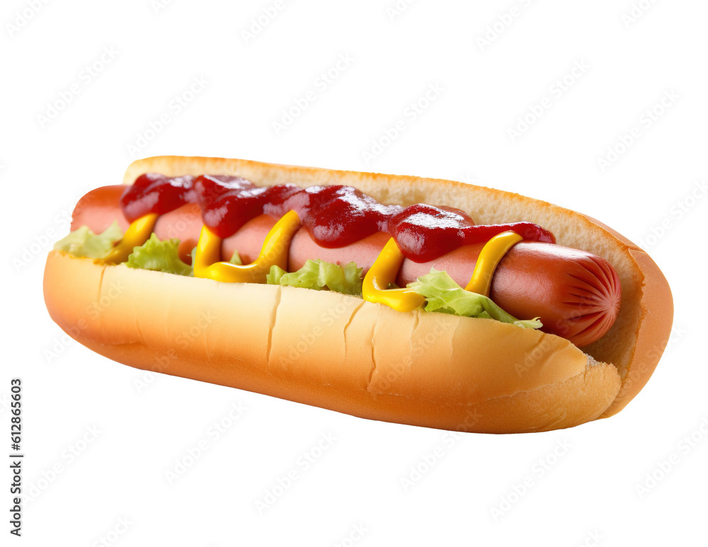 Juicy Hot Dog with Classic Toppings of Ketchup, Mustard, and Relish Juicy Hot Dog with Classic Toppings of Ketchup, Mustard, and Relish