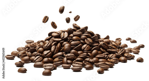 pile of arabica coffee beans with transparent background