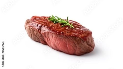 Beef steak with tyme on white background photo