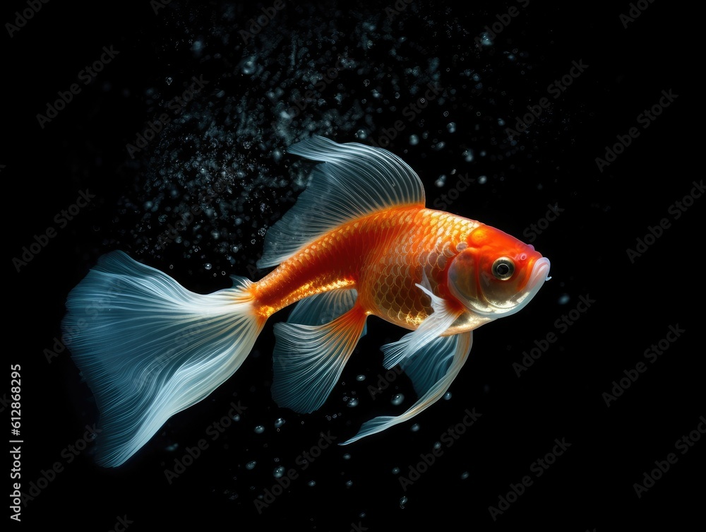 Fototapeta premium Vivid Orange Goldfish in Pond -ai generated