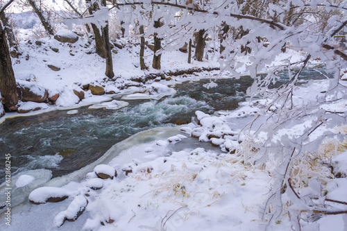 The river freezes in winter. In winter, the river turns into a real wonderland, and if you have never experienced its magic, now is the time.