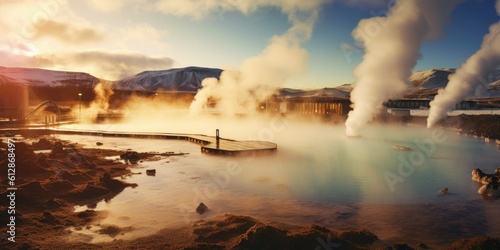 Geothermal Energy from Hot Spring -ai generated