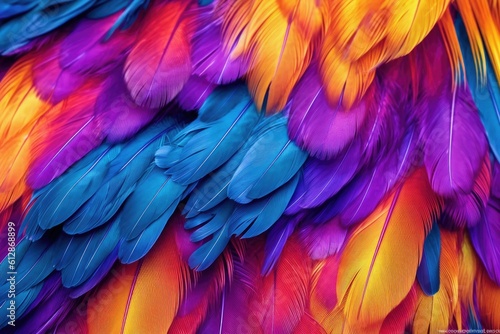 Vivid Colors of Tropical Bird Feather -ai generated © dasom