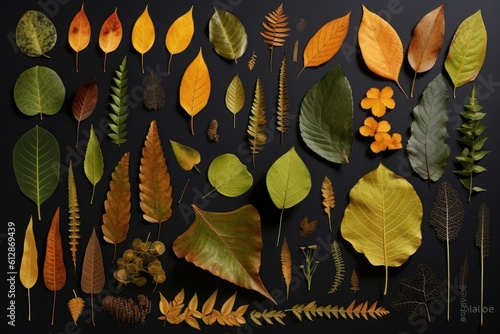Collage of Various Types of Leaves -ai generated