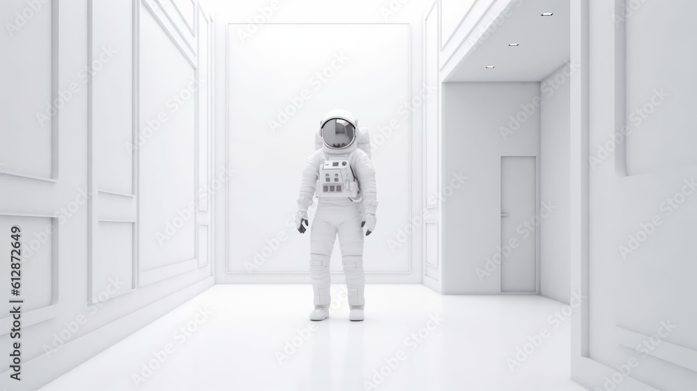 Olitary astronaut. Generative AI - obrazy, fototapety, plakaty 