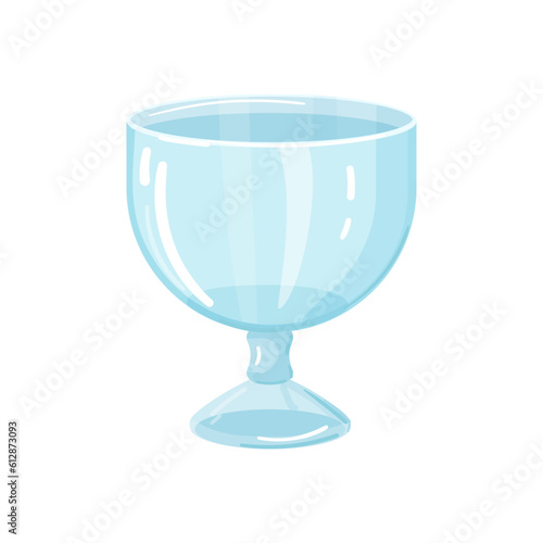 Glass dishes for ice cream. Empty vase for desserts or sweets vector illustration isolated on white background