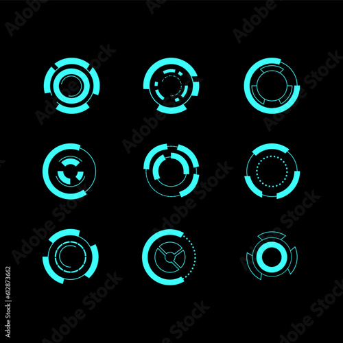 Circle elements for data infographics. Set of Sci Fi Modern User Interface Elements. Futuristic Abstract HUD. Good for game UI.
